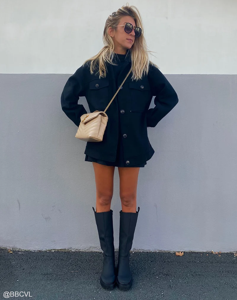 Bottes hautes noires gommées