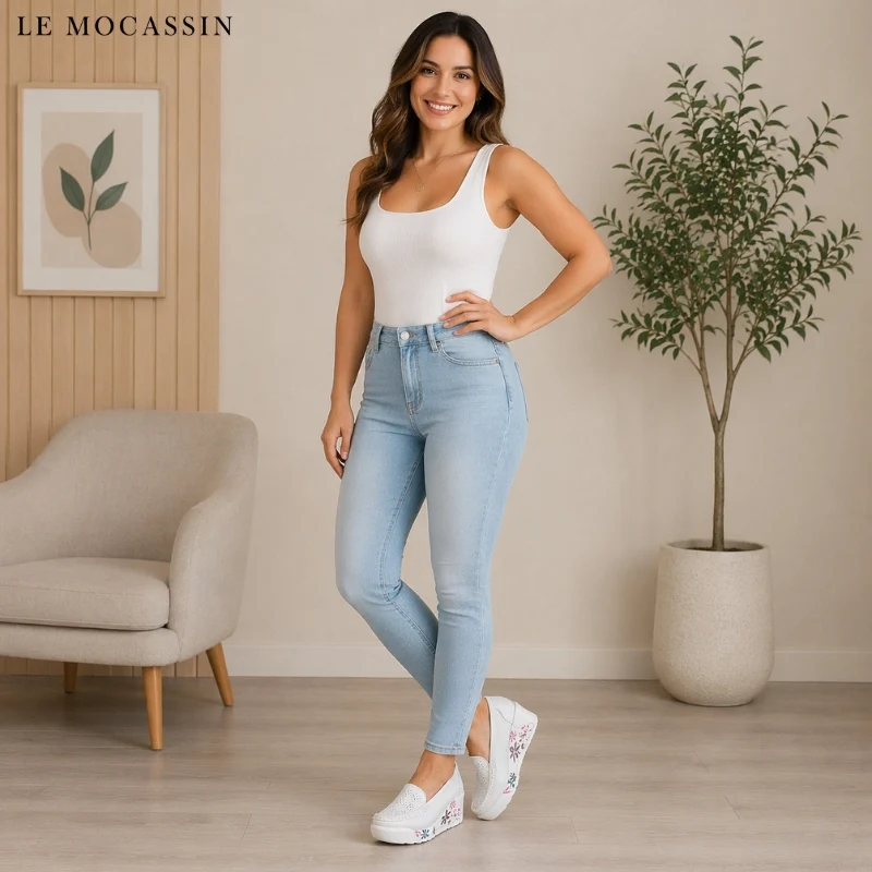 Mocassins Orthopédiques À Fleurs Pour Femme