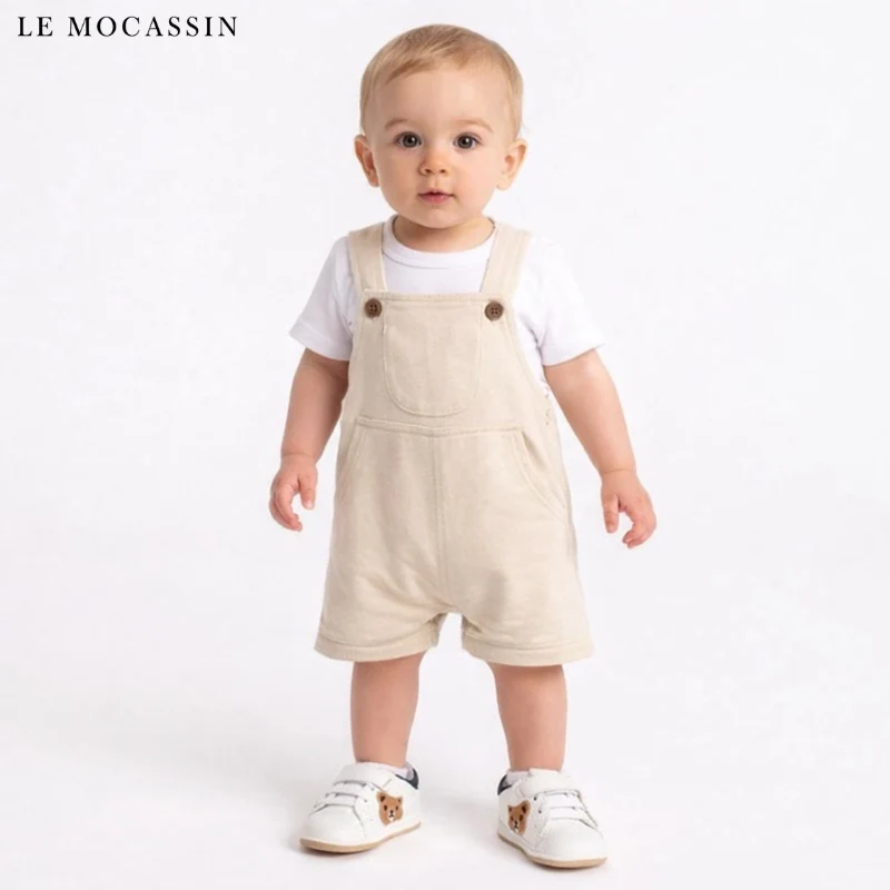 Mocassins Souples À Lacets Languette Forme D’ourson Pour Bébé