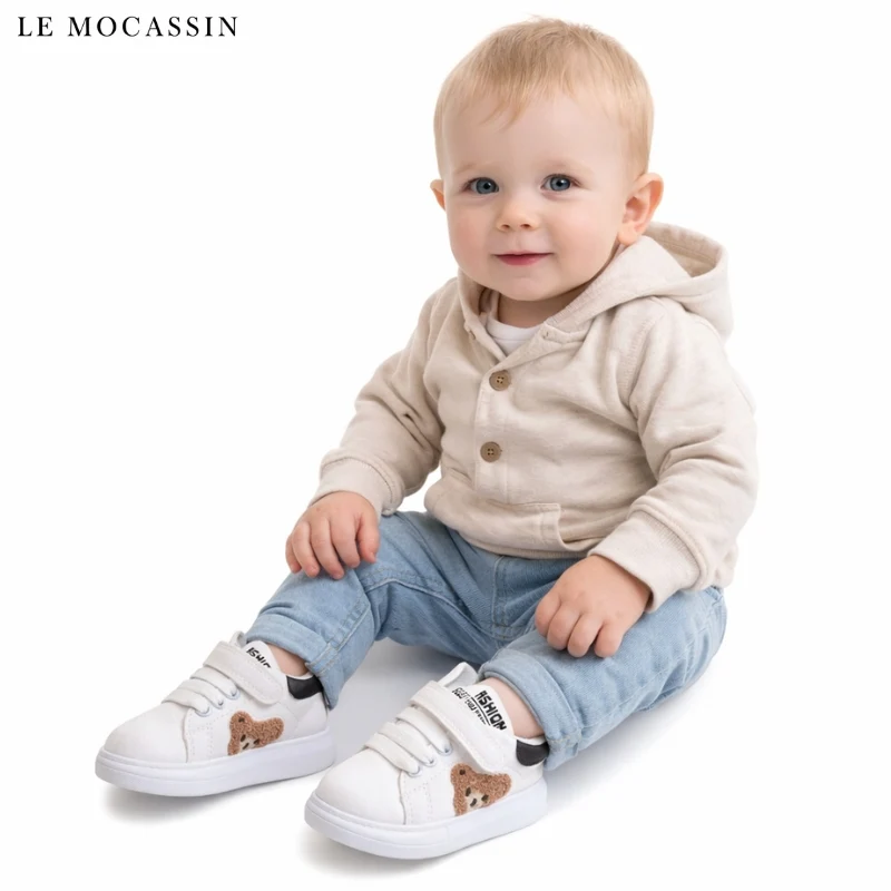 Mocassins Effet Cuir Têtes D’animaux Pour Premier Âge