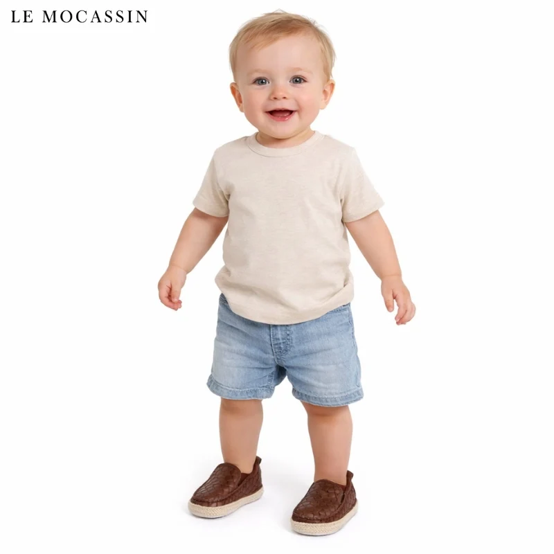 Mocassins Effet Cuir Tressé Avec Corde Pour Bébé Garçon