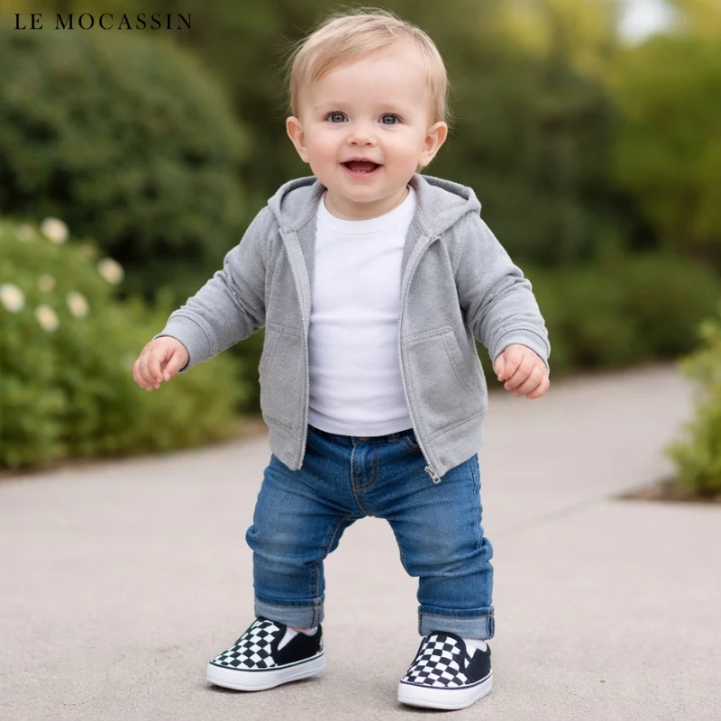 Mocassins En Toile À Damier Carreaux Pour Bébé Garçon