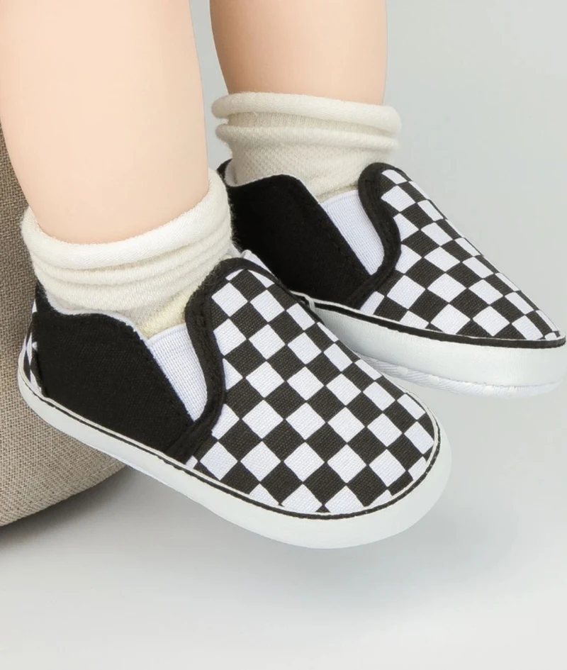 Mocassins En Toile À Damier Carreaux Pour Bébé Garçon