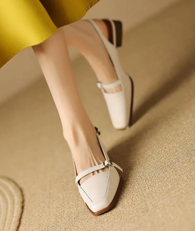 Mocassins Mule À Talons Carrés Pour Femme