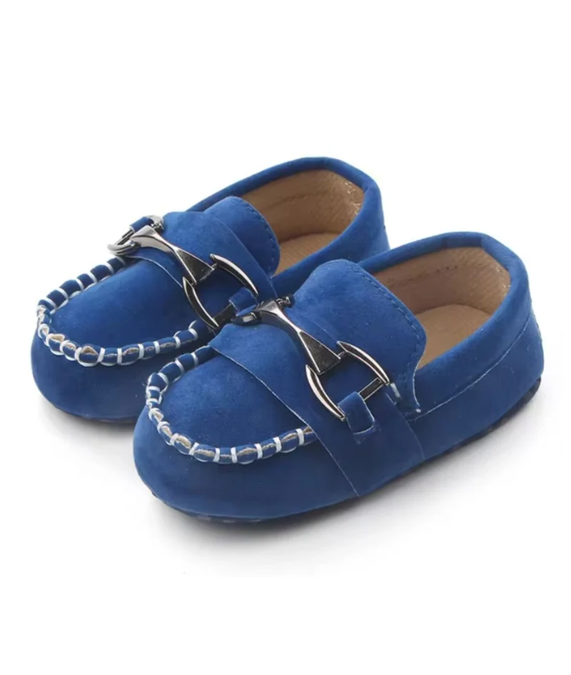 Mocassins Effet Daim Souple Avec Mors Argentés Pour Bébé Garçon