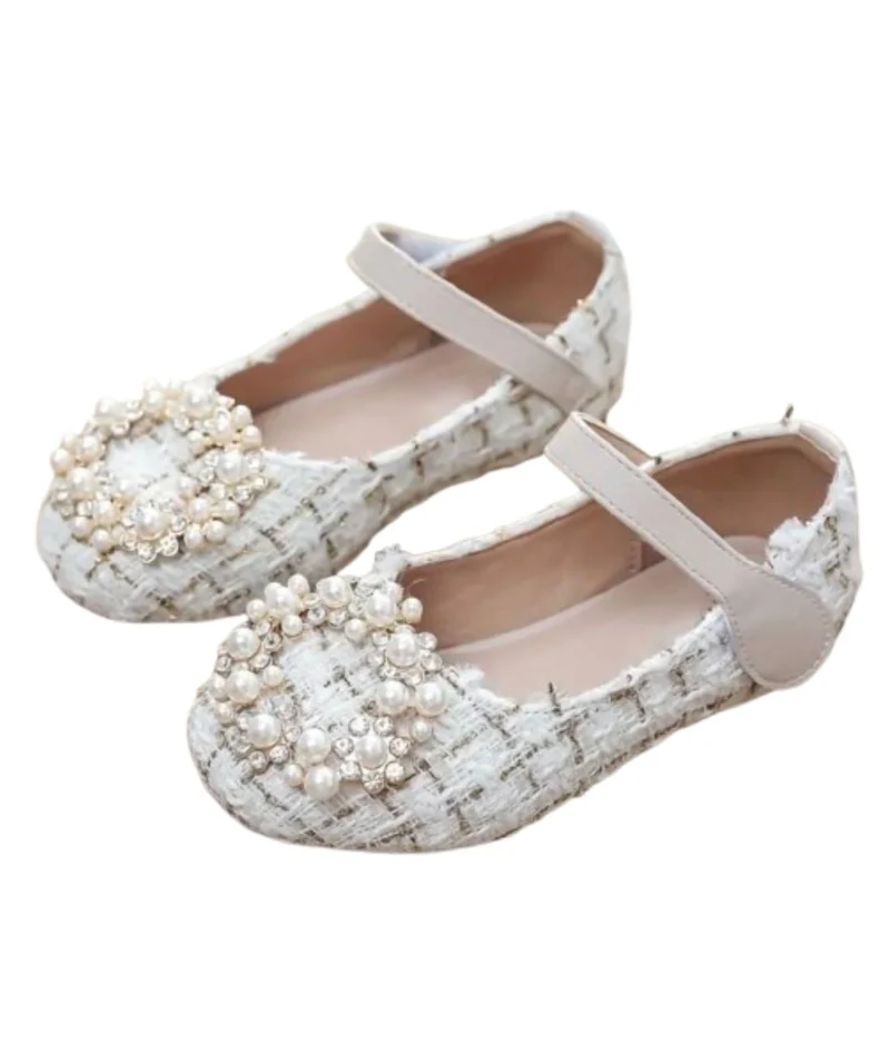 Mocassins Tendances À Carreaux Avec Perles Décoratives Pour Bébé