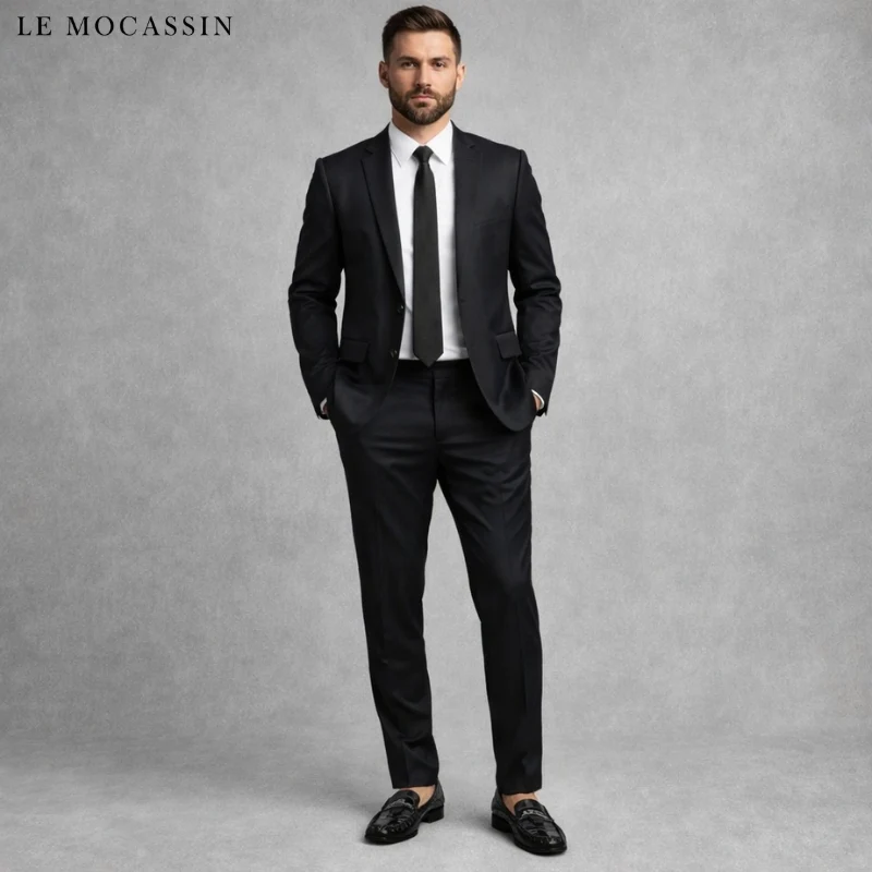 Mocassins Noir en Cuir Synthétique Pour Homme