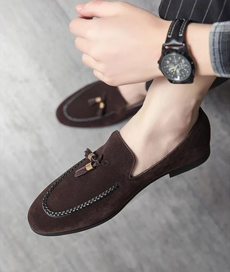 Mocassins En Daim À Gland Pour Hommes