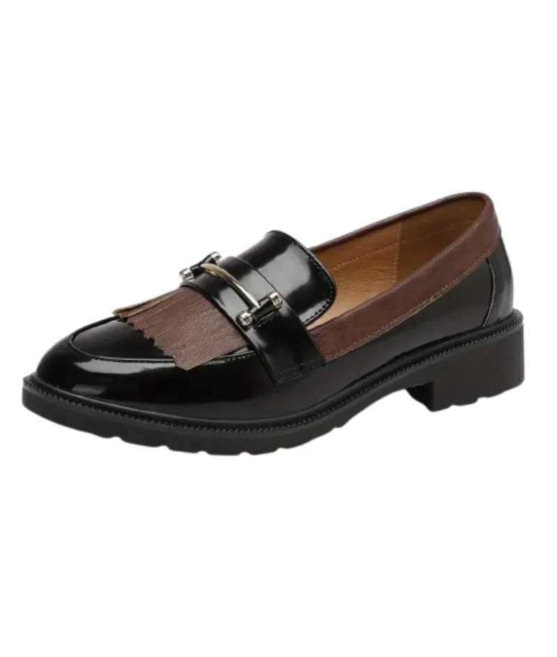 Mocassins Noirs Vernis En Cuir Synthétique Pour Femme