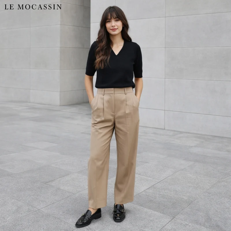 Mocassins Noirs À Glands À Enfiler Pour Femme