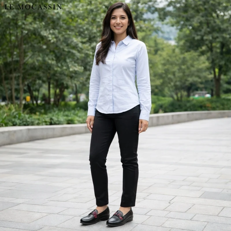 Mocassins Noirs À Semelles Compensées Pour Femme