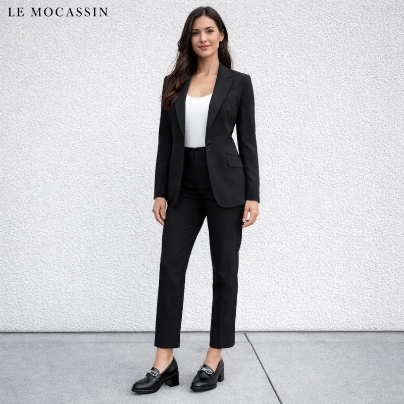 Mocassins Noirs Style Britannique Avec Nœud Papillon Pour Femmes