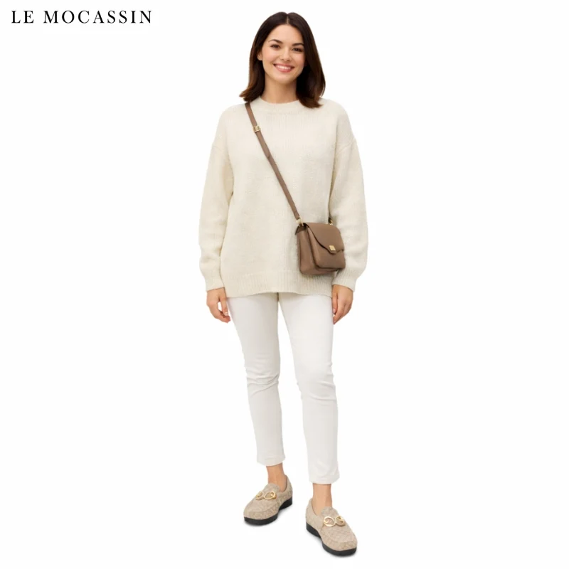Mocassins En Fausse Laine Avec Une Chaine Pour Femmes