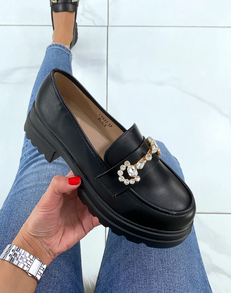 Mocassins noirs et à strass