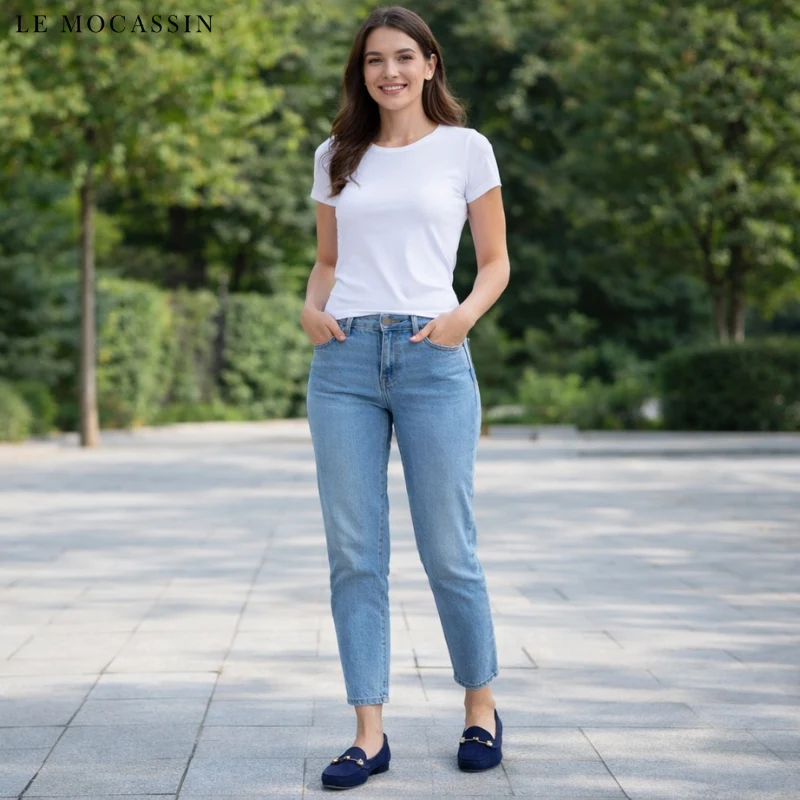 Mocassins en daim doux pour femme
