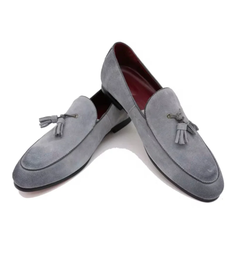 Mocassins En Daim Véritable Souple Et Classique À Glands Pour Homme