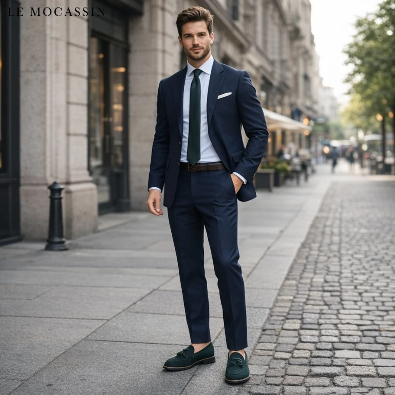 Mocassins En Daim Verts À Glands Pour Hommes