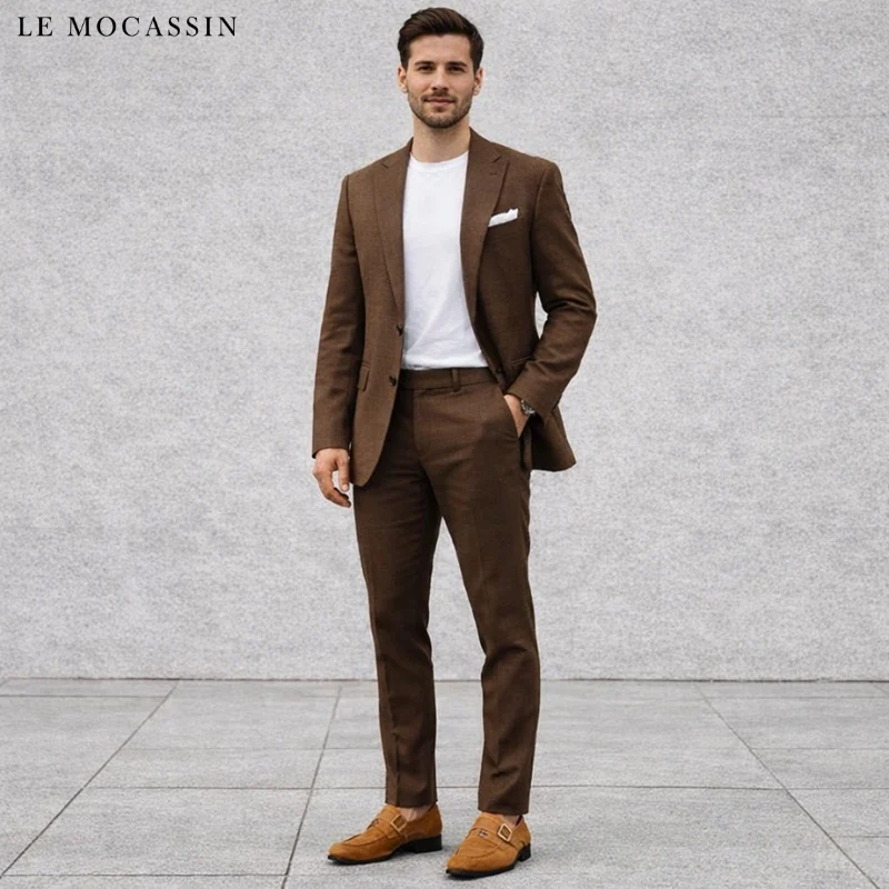 Mocassins En Daim À Talon Carré Pour Hommes