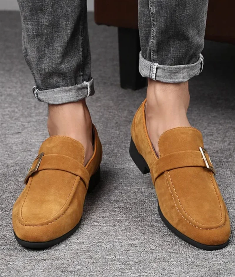 Mocassins En Daim À Talon Carré Pour Hommes
