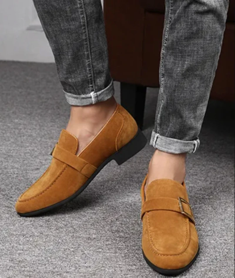 Mocassins En Daim À Talon Carré Pour Hommes