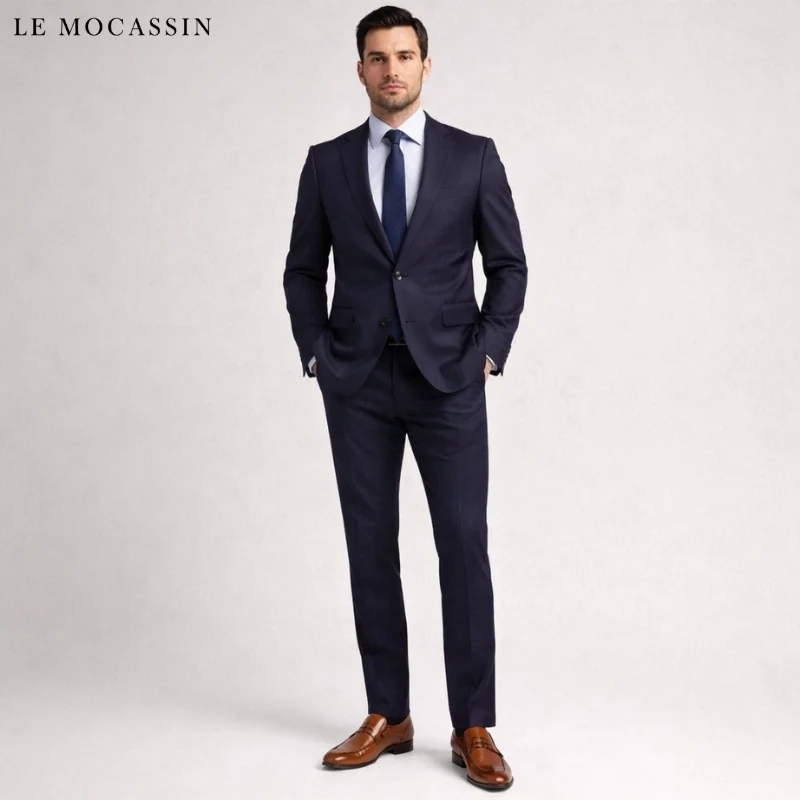 Mocassins En Cuir Véritable Marron Foncé Pour Homme