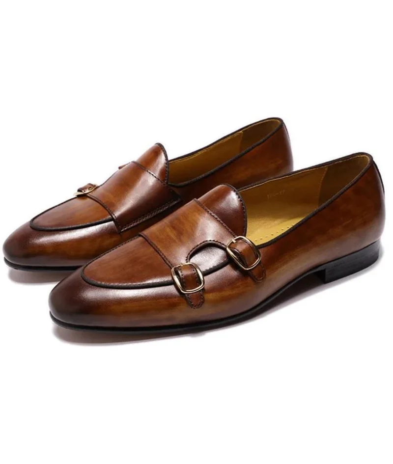 Mocassins En Cuir Véritable Marron Foncé Pour Homme