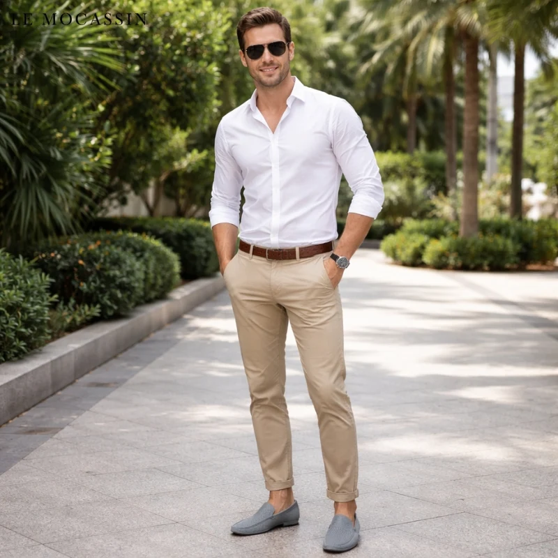 Mocassins En Daim Décontracté Gris Pour Hommes