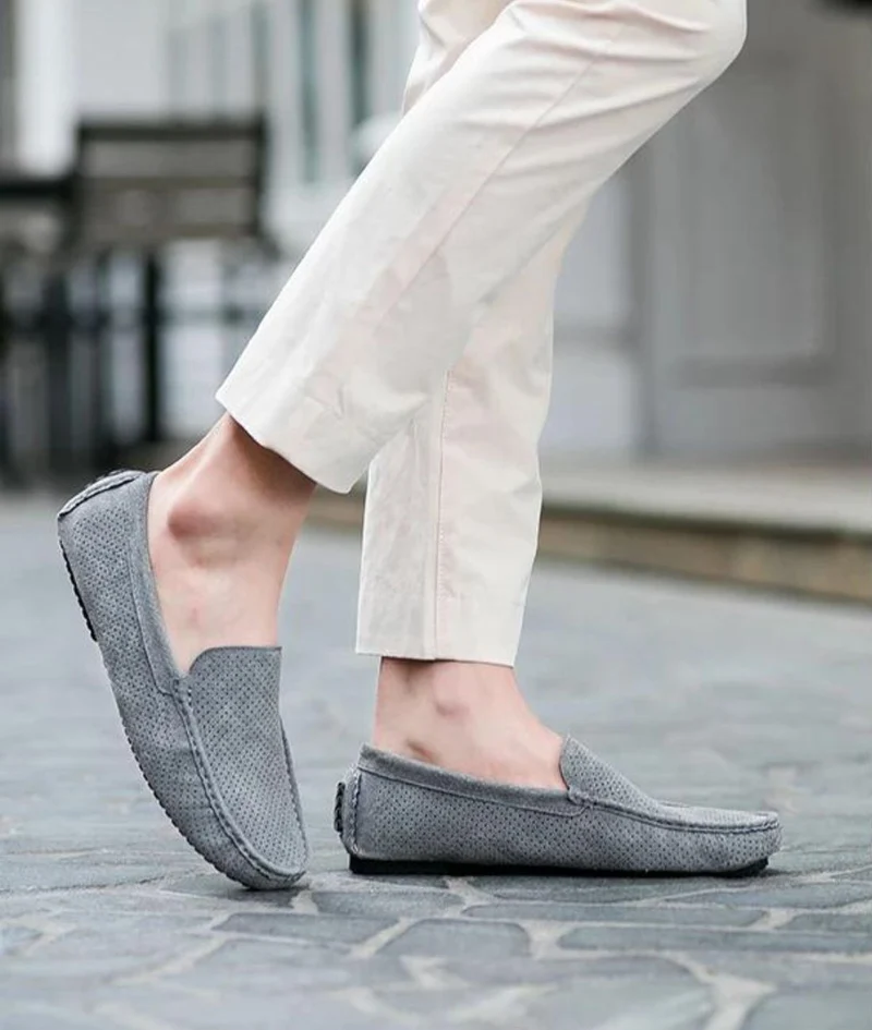 Mocassins En Daim Décontracté Gris Pour Hommes