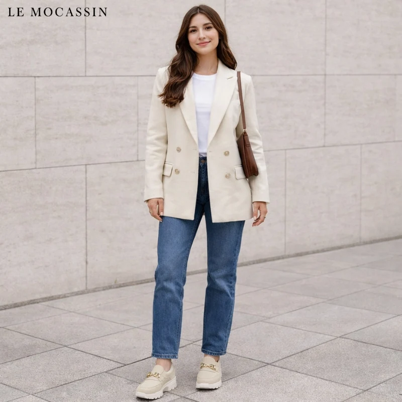 Mocassins En Velours À Talon Pour Femme