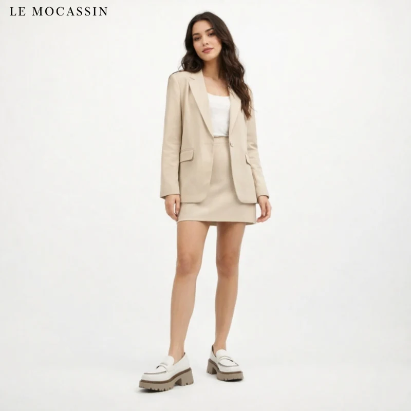 Mocassins En Cuir Verni À Semelle Épaisse Pour Femme