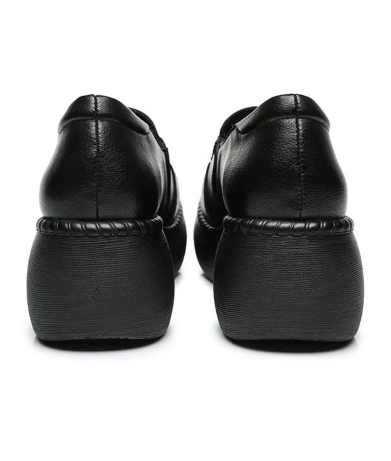 Mocassins En Cuir Véritable À Semelles Compensées Pour Femme