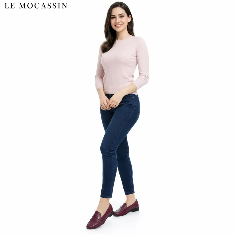 Mocassins En Cuir À Talon Moyen Pour Femme