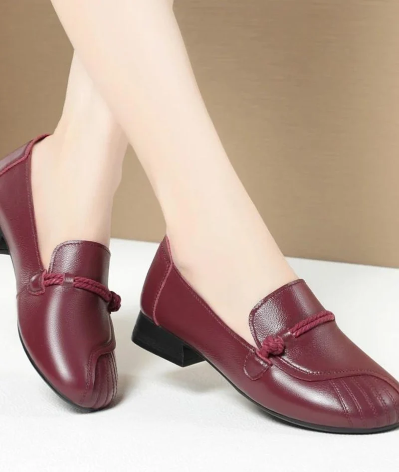 Mocassins En Cuir À Talon Moyen Pour Femme