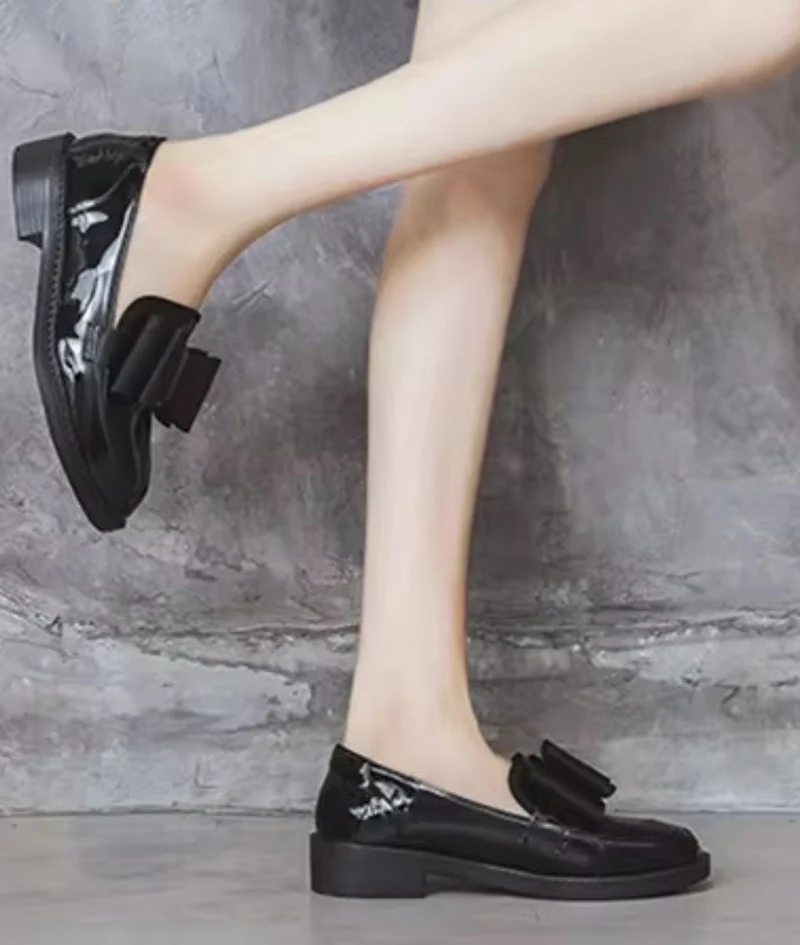 Mocassins Décontractés Avec Un Nœud Papillon Noir Pour Femmes