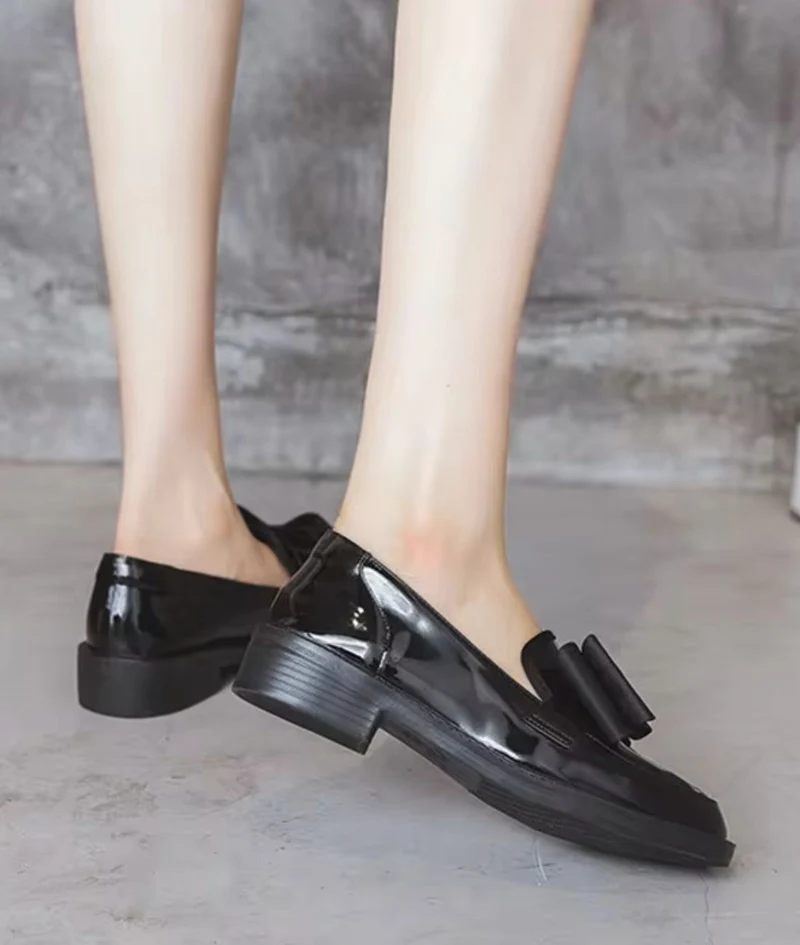Mocassins Décontractés Avec Un Nœud Papillon Noir Pour Femmes