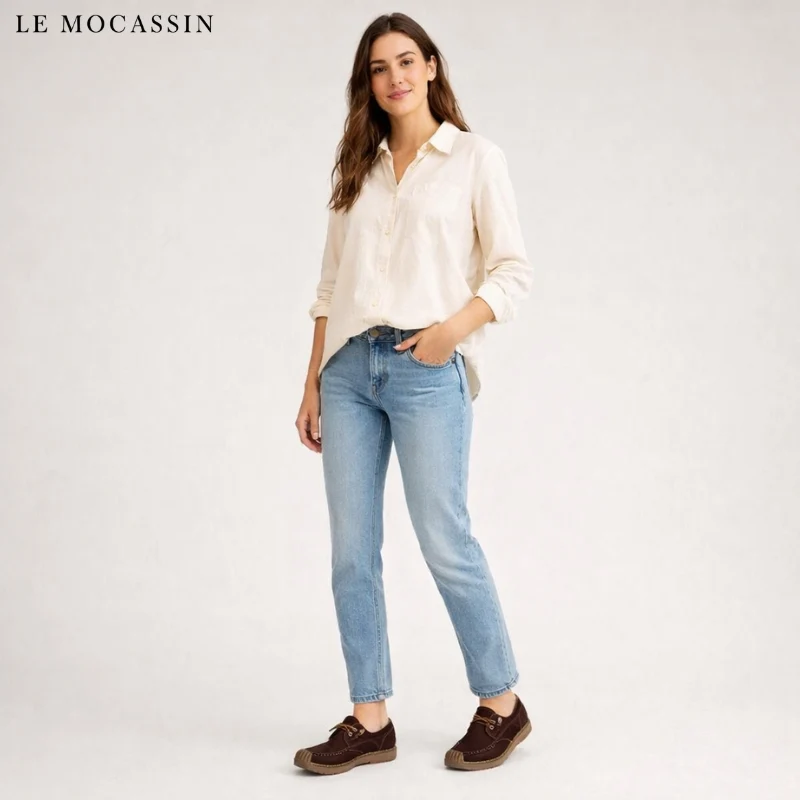 Mocassins Effet Daim à Nœud Pour Femmes