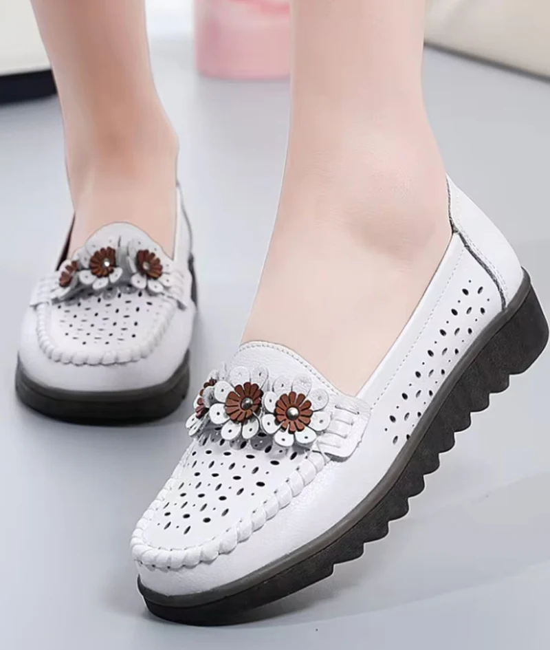 Mocassins En Cuir À Motifs Floraux Pour Femme
