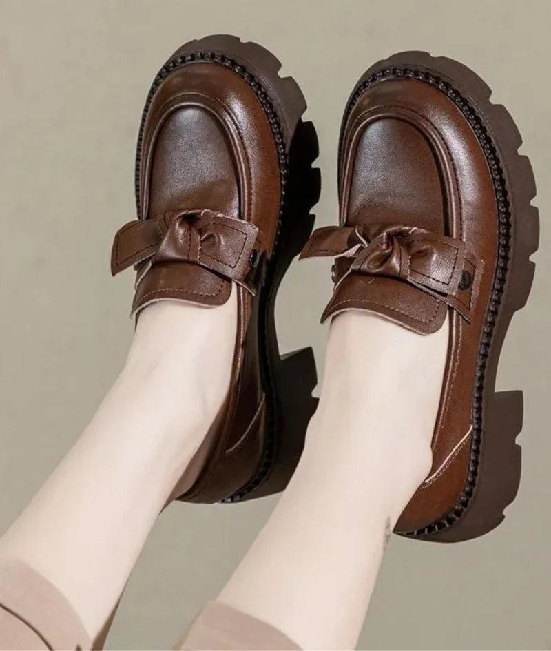 Mocassins En Cuir véritable À Plateforme Pour Femme