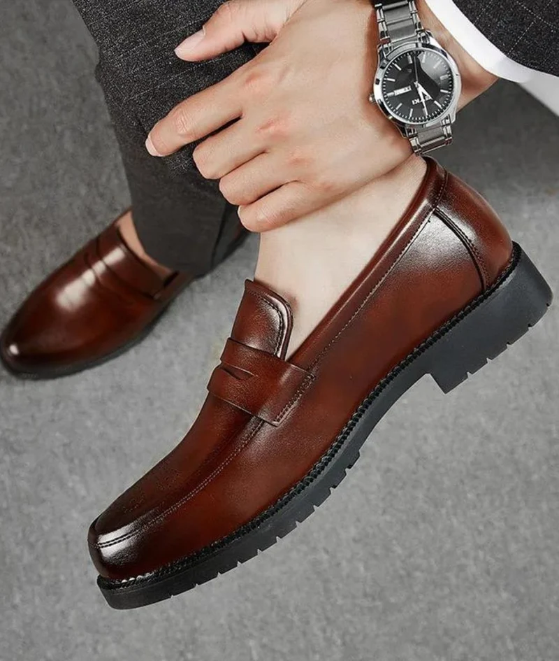 Mocassins Habillés En Cuir Véritable Pour Homme