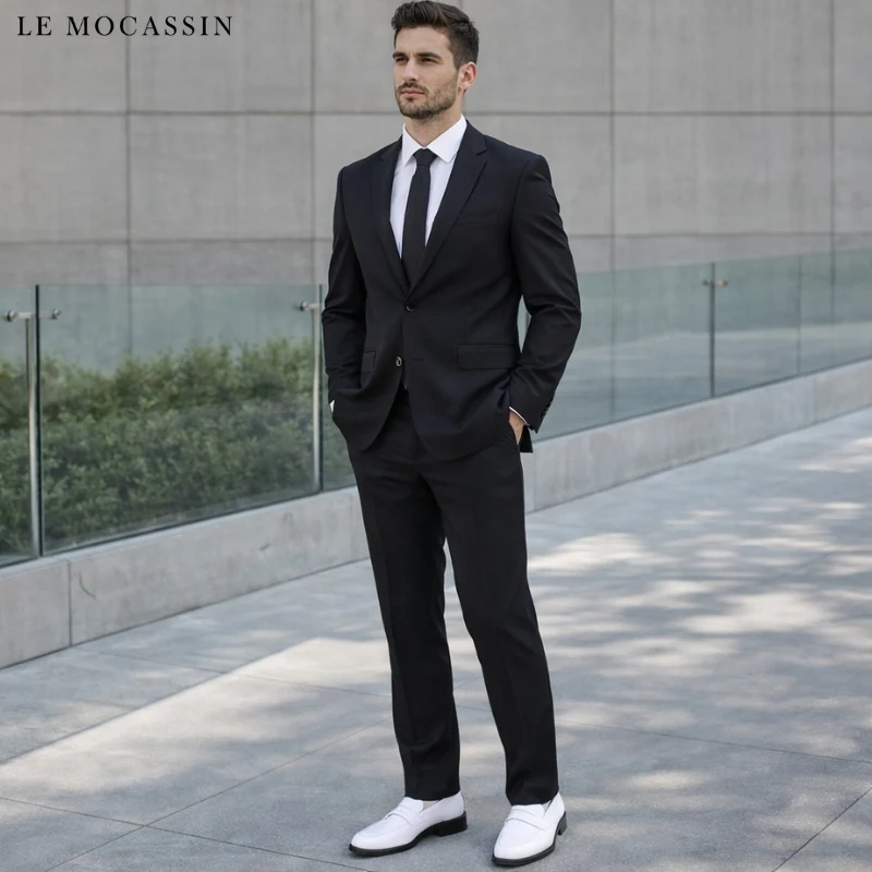Mocassins En Cuir Synthétique Style Formel En Blanc Pour Hommes