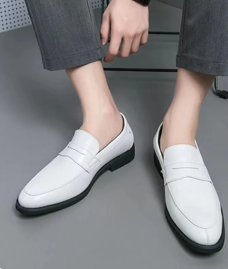Mocassins En Cuir Synthétique Style Formel En Blanc Pour Hommes