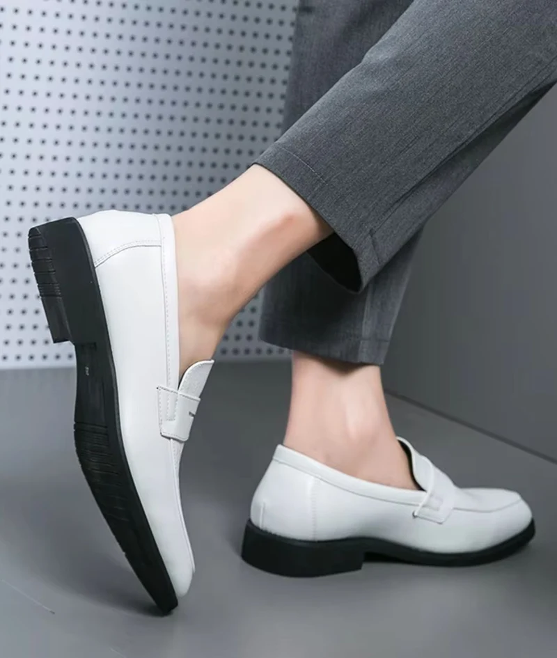 Mocassins En Cuir Synthétique Style Formel En Blanc Pour Hommes