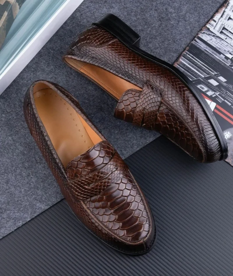 Mocassins Décontractés Marron En Cuir Véritable Pour Homme