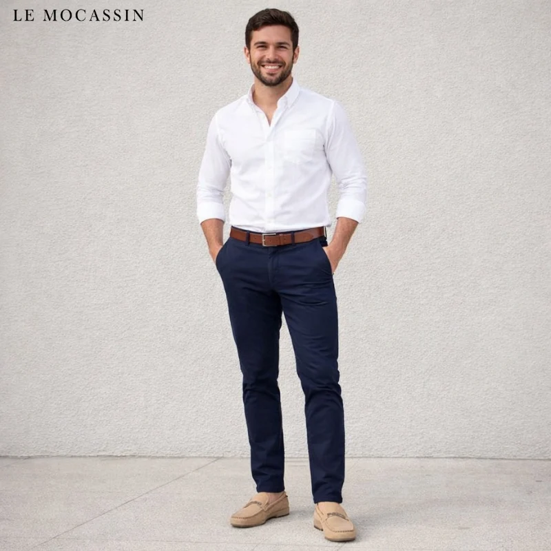 Mocassins D’été En Daim Beige Pour Hommes