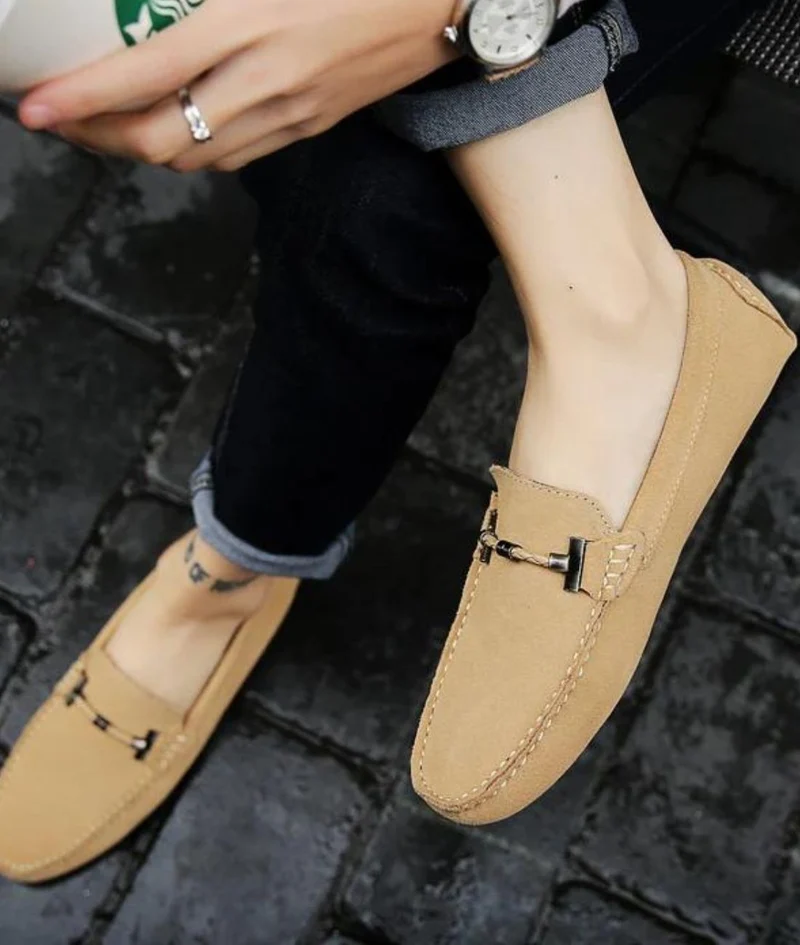 Mocassins D’été En Daim Beige Pour Hommes