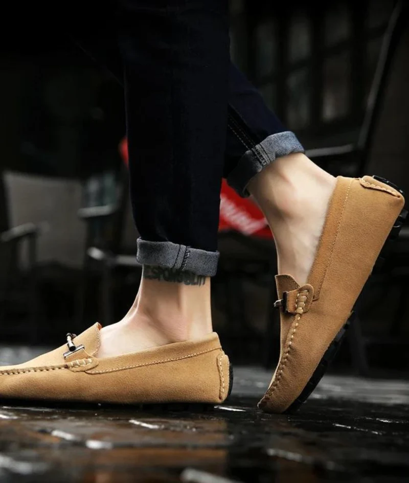 Mocassins D’été En Daim Beige Pour Hommes