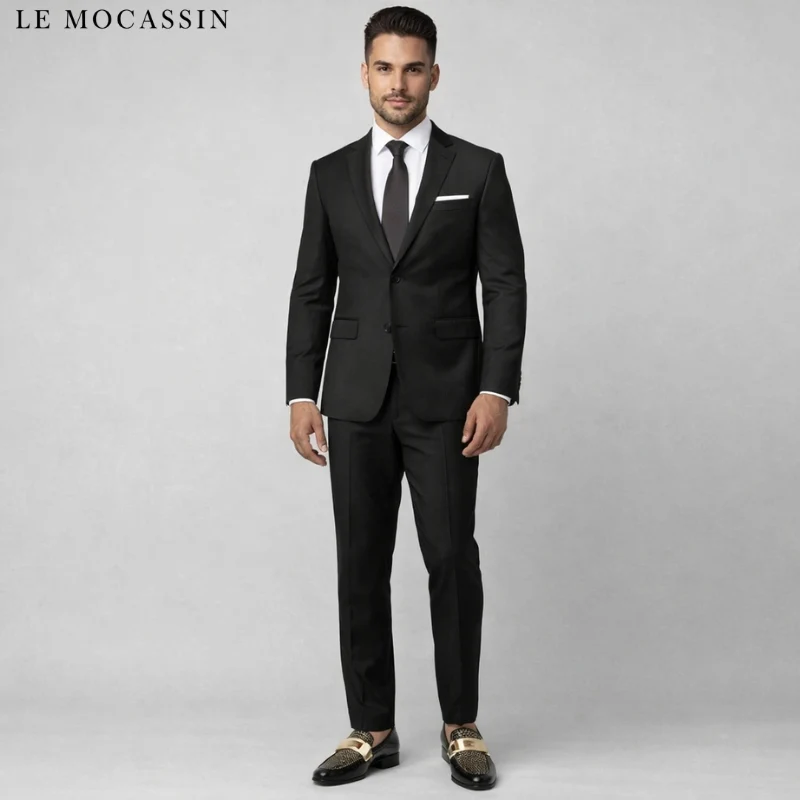 Mocassins Dorés À Clous Pour Hommes