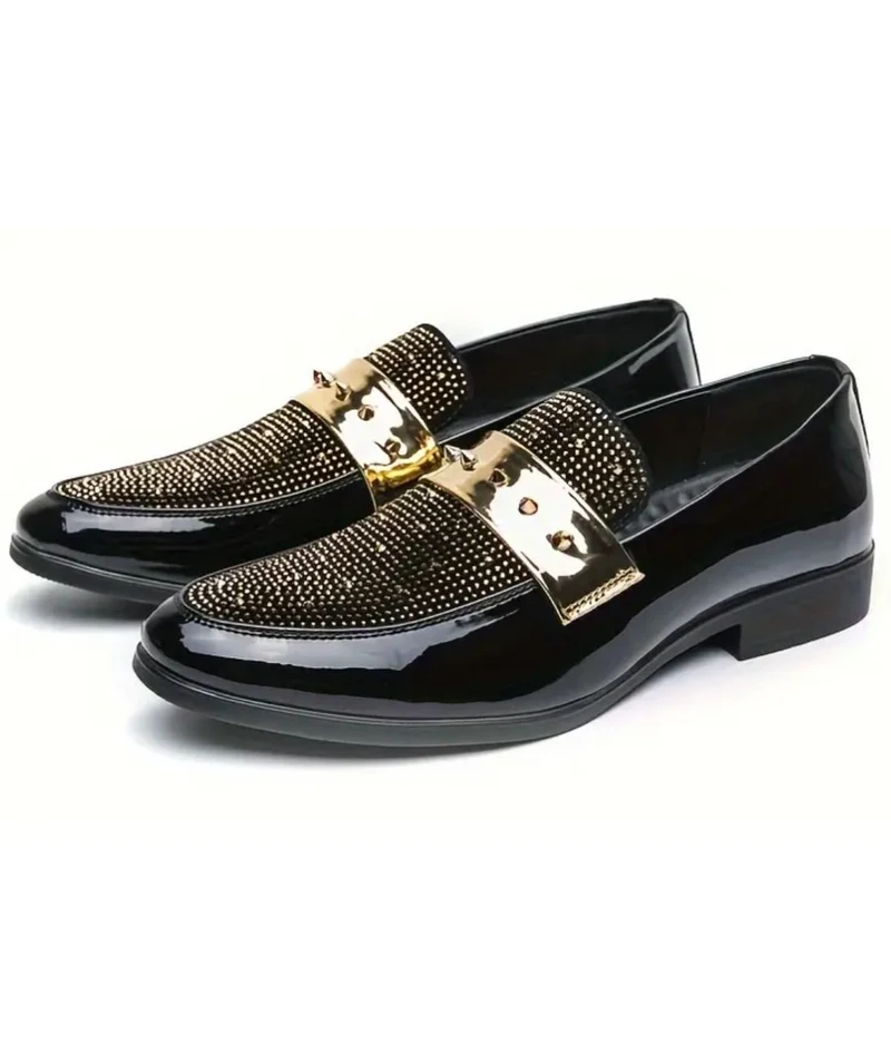 Mocassins Dorés À Clous Pour Hommes