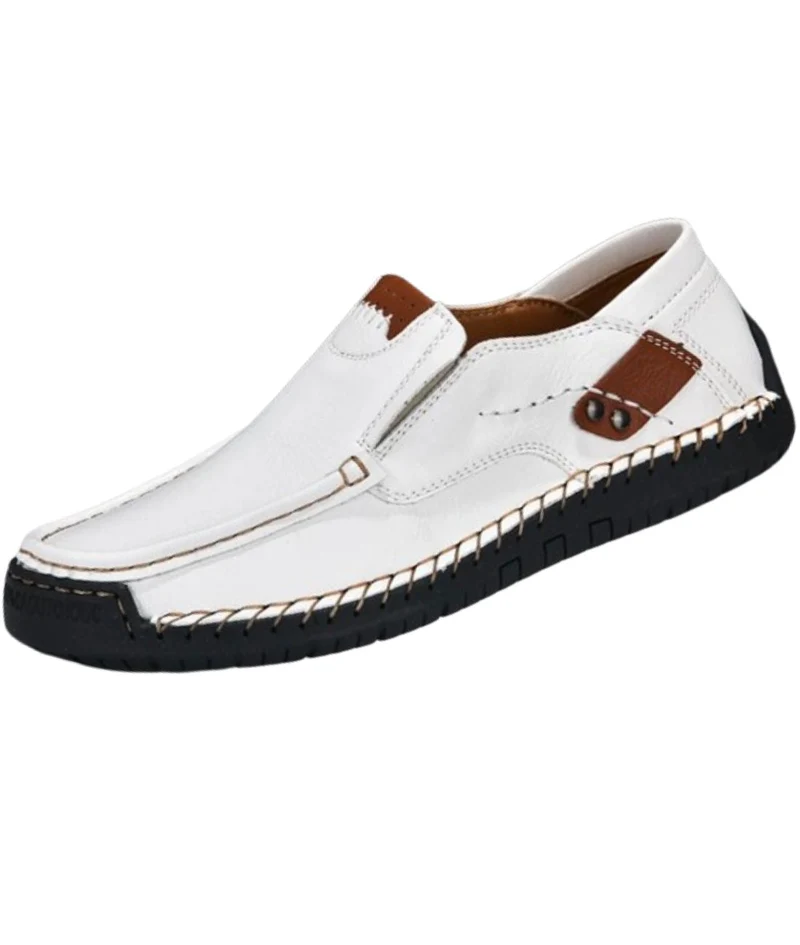 Mocassins Effet Cuir Blanc Pour Hommes