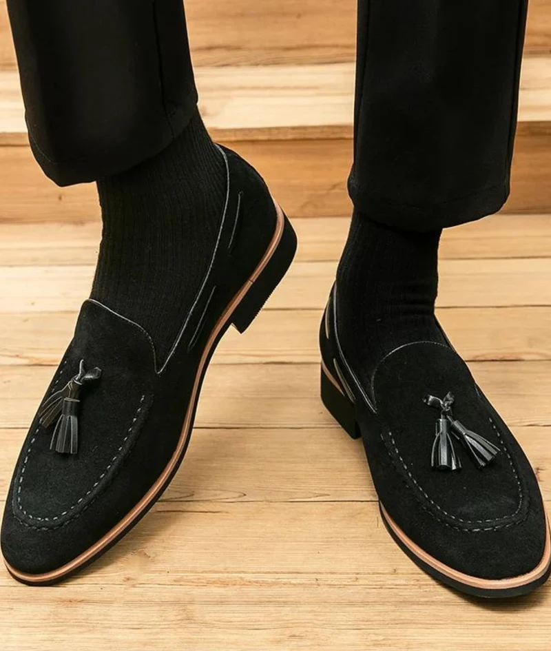 Mocassins Décontractés En Daim véritable À Glands Pour Homme